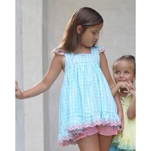 Well Dressed Wolf Aqua Gingham Aunt Heart Tunic Size 6
